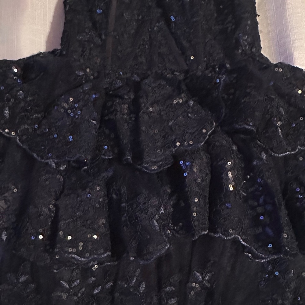 Elegant Navy Blue Lace Kids Dress